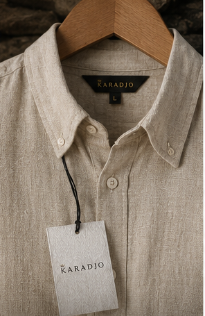 Col et étiquette — chemise lin KARADJO
